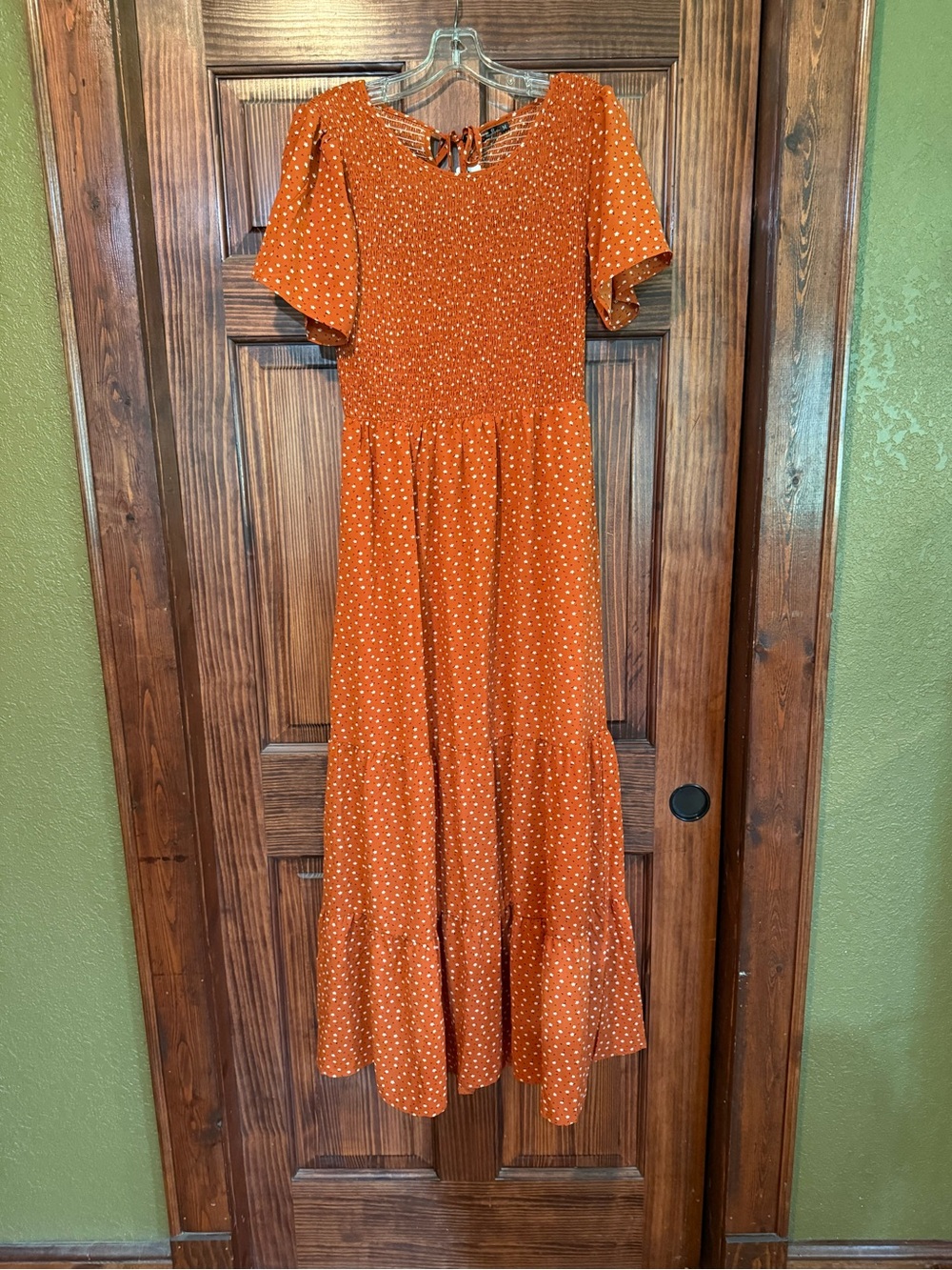Women's Orange Polka Dot Maxi Dress